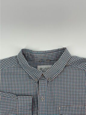 Columbia Men’s XXL Blue and Orange Micro-Plaid Button-Down Shirt